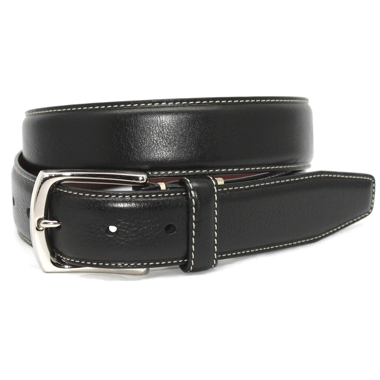 Burnished Tumbled Leather Belt by Torino - Black