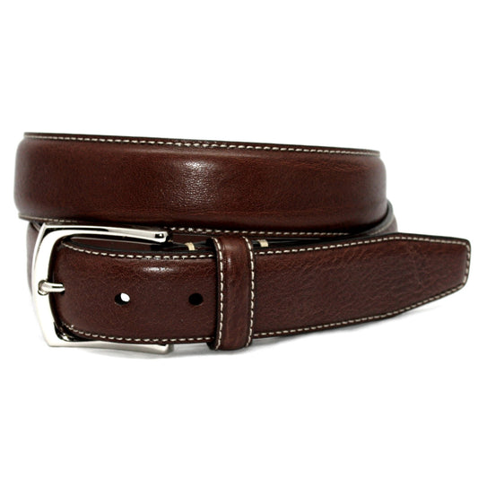 Burnished Tumbled Leather Belt by Torino - Brown