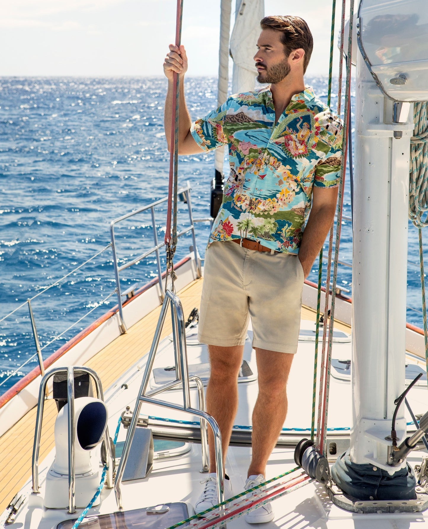 Boat Day Aloha Cotton Lawn Shirt by Tori Richard