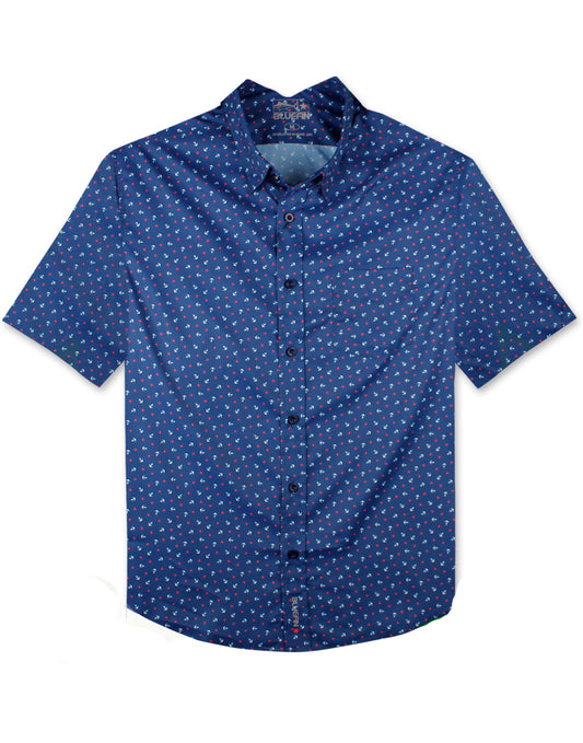 Fins Out Anchors Performance Print Shirt by Bluefin