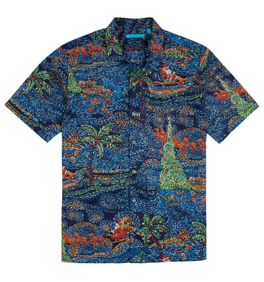 Santa Would Gogh Christmas Aloha Shirt by Tori Richard