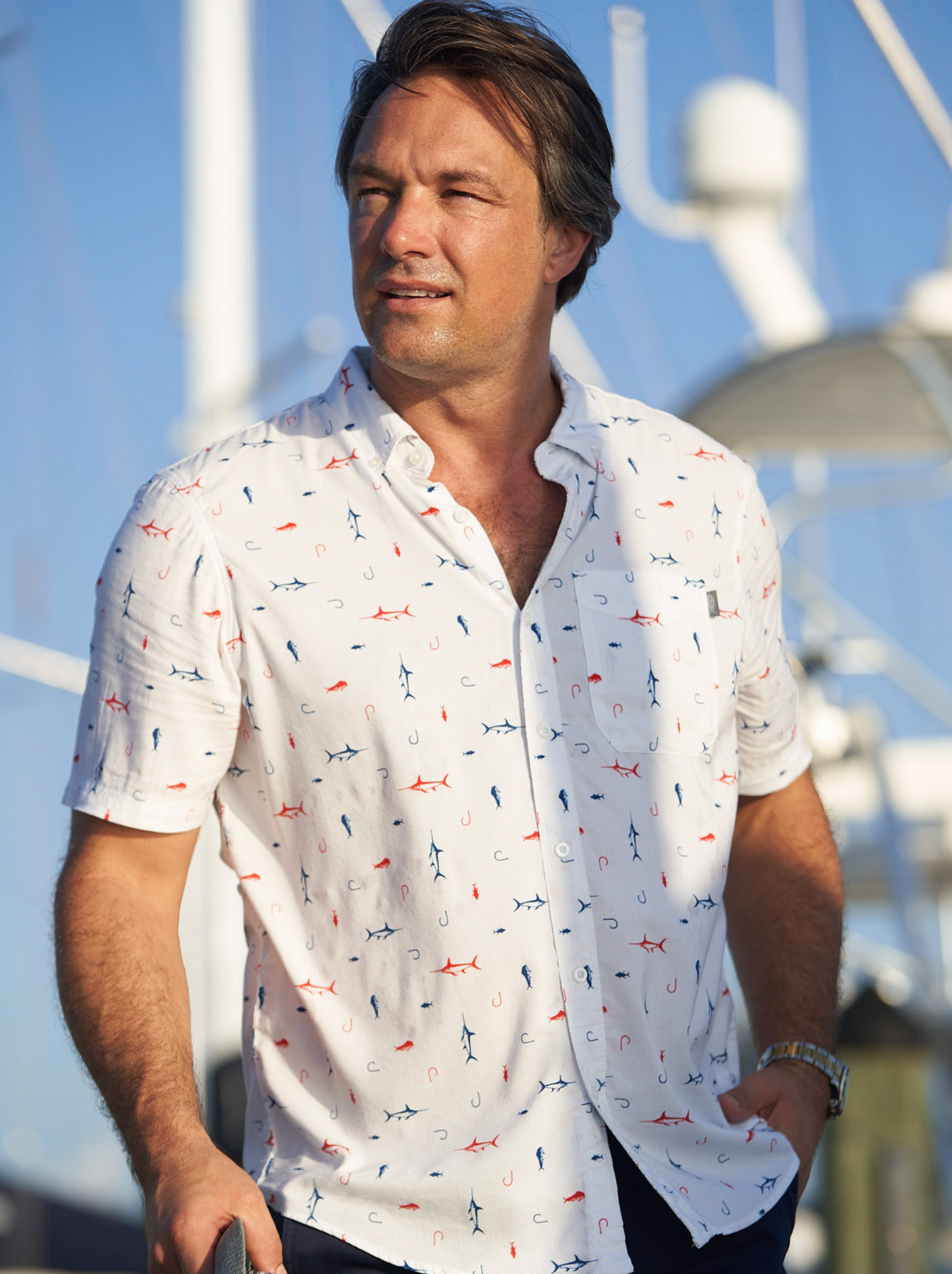 Boatbar Short Sleeve Shirt by Aftco - White