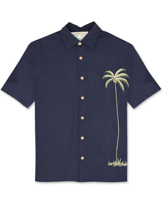 Single Palm Embroidered Polynosic Camp Shirt by Bamboo Cay