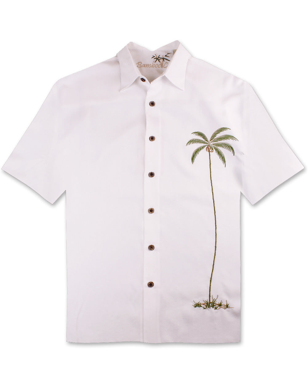 Single Palm Embroidered Polynosic Camp Shirt by Bamboo Cay