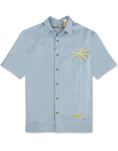 Single Palm Embroidered Polynosic Camp Shirt by Bamboo Cay