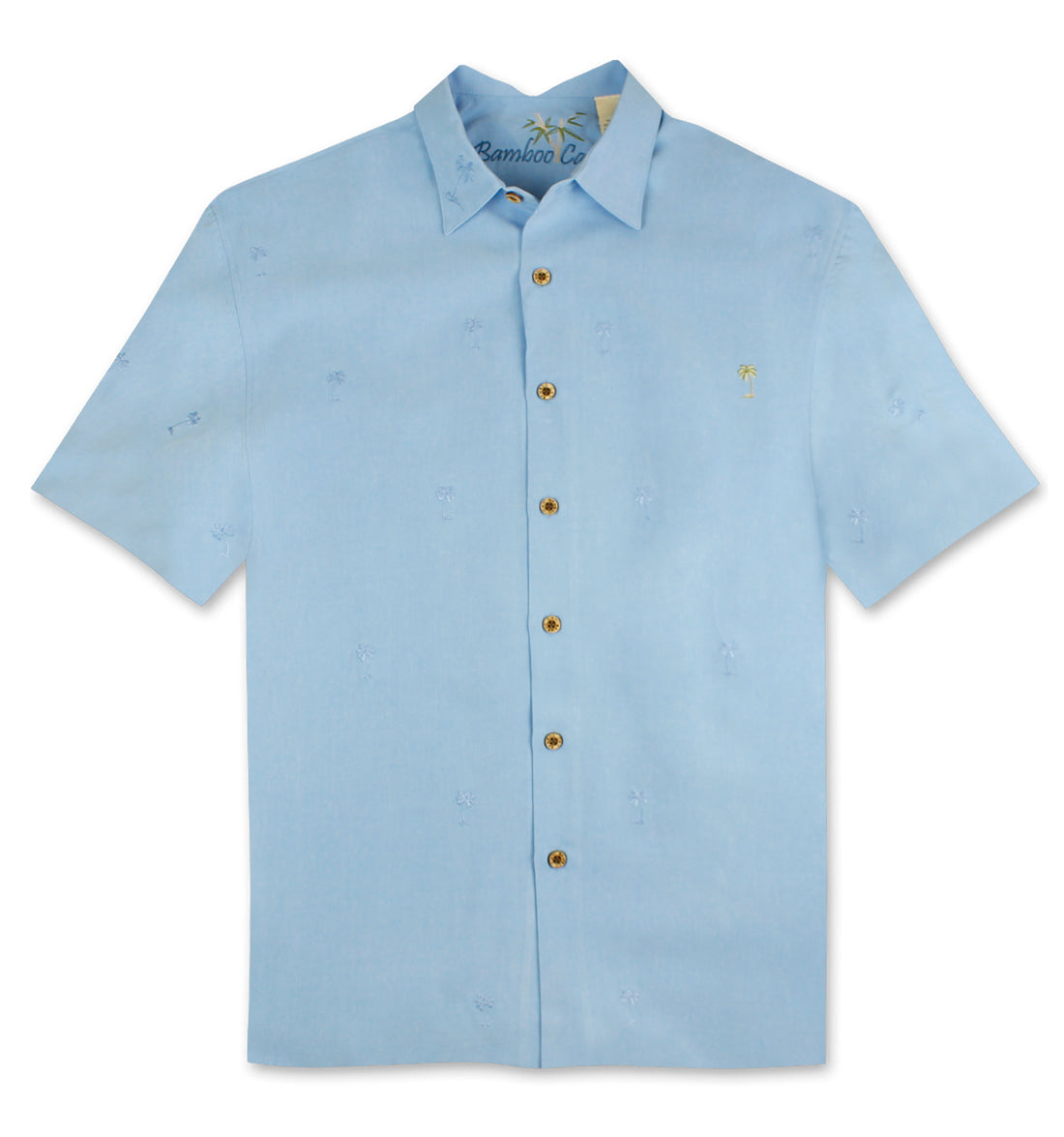 All Over Palms Embroidered Polynosic Camp Shirt by Bamboo Cay