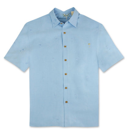 All Over Palms Embroidered Polynosic Camp Shirt by Bamboo Cay