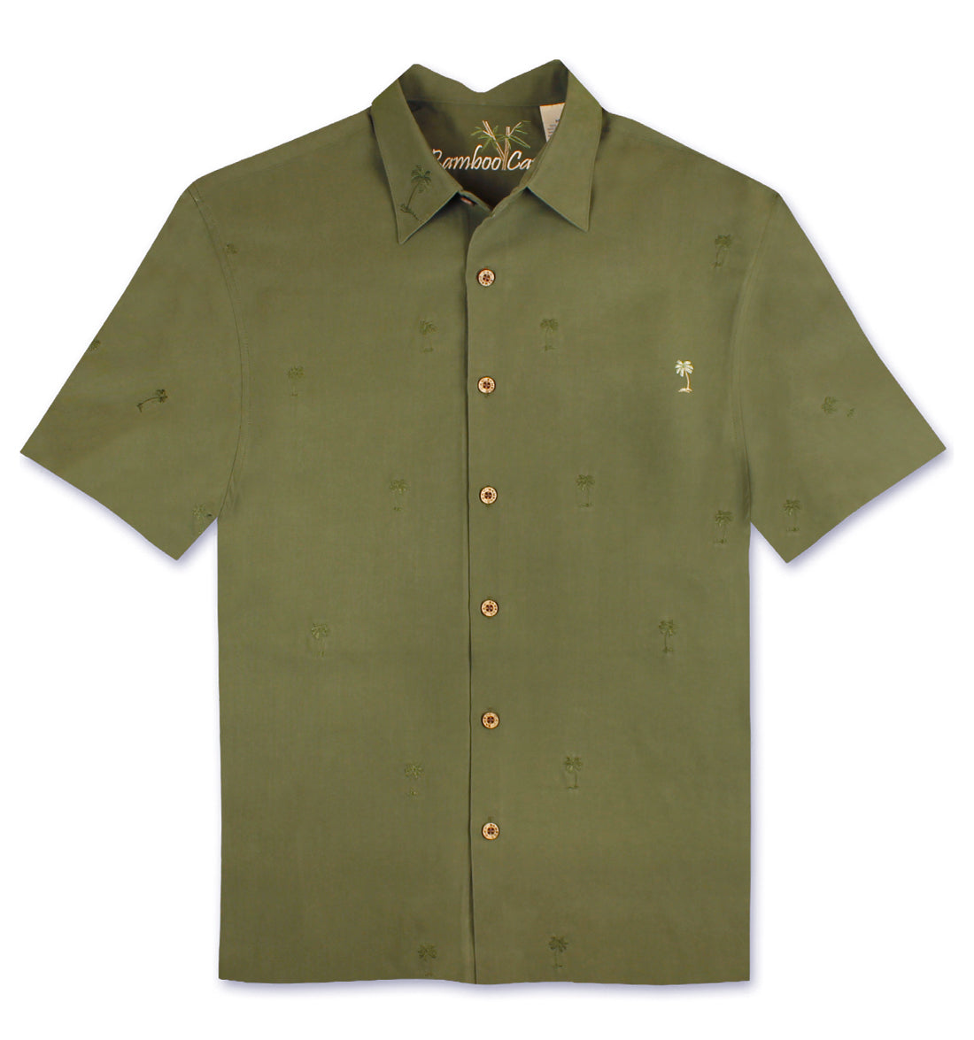 All Over Palms Embroidered Polynosic Camp Shirt by Bamboo Cay