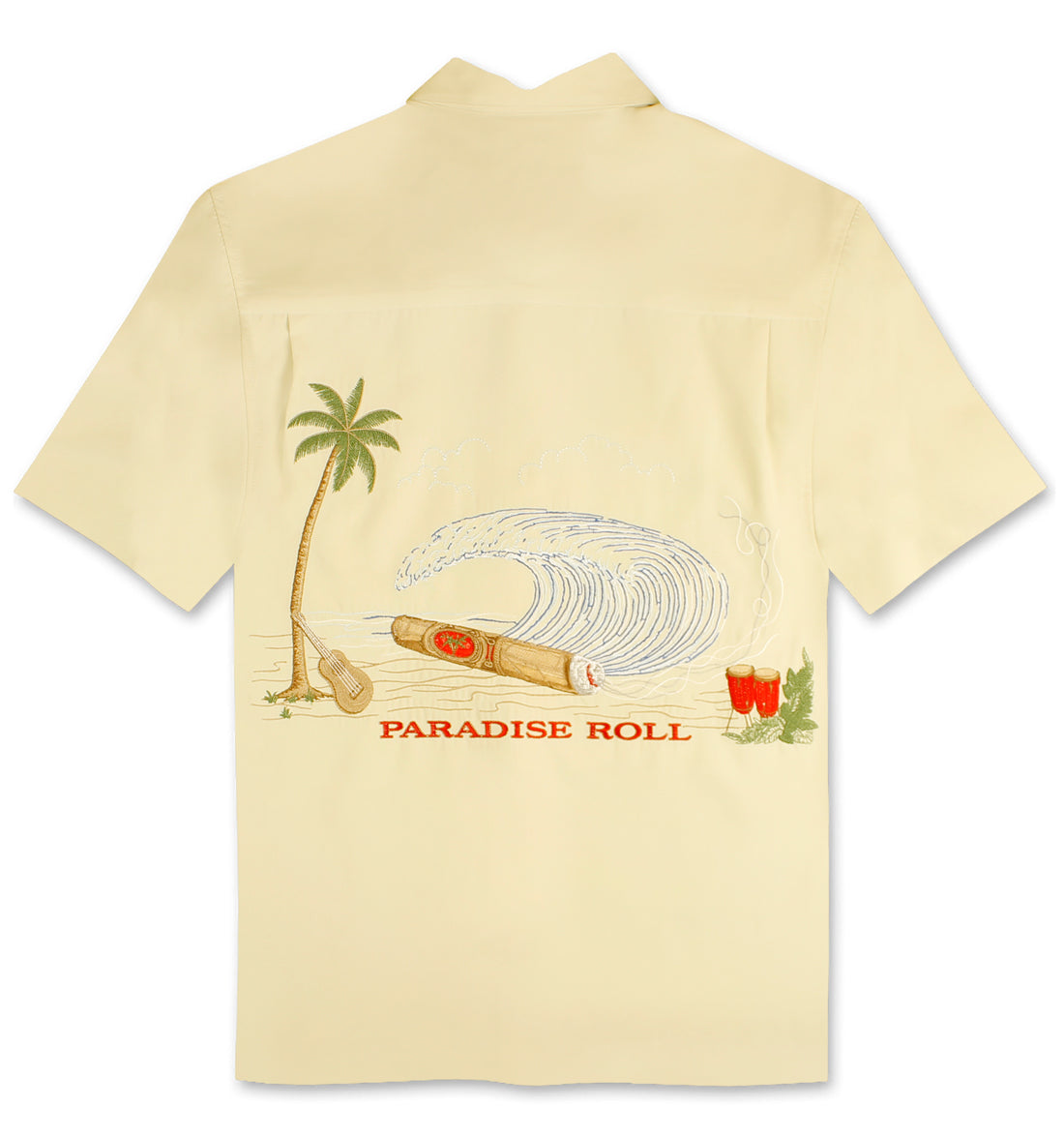 Paradise Roll Embroidered Cigar Camp Shirt by Bamboo Cay