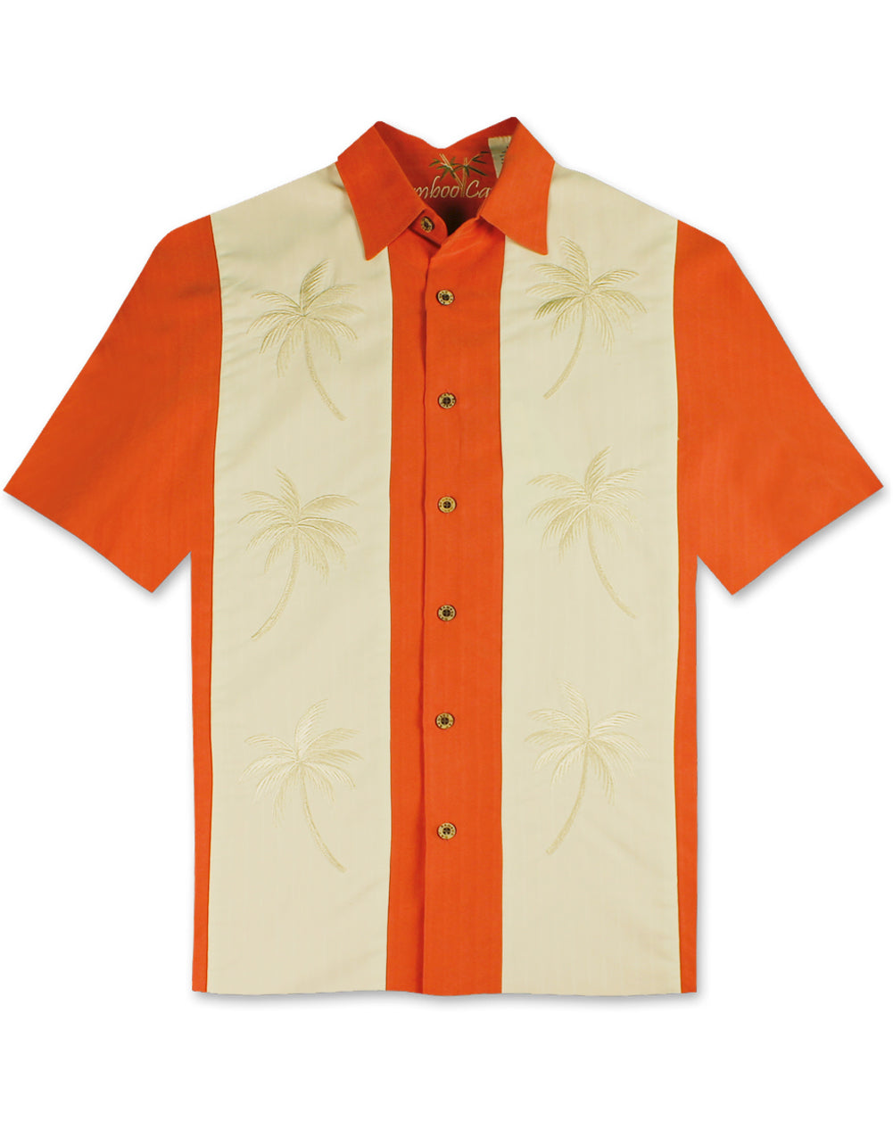 Paneled Palms Embroidered Polynosic Camp Shirt by Bamboo Cay