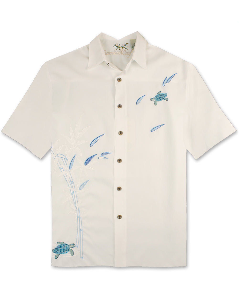 Turtles On The Loose Embroidered Camp Shirt by Bamboo Cay