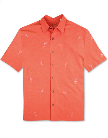 All Over Cocktail Embroidered Polynosic Camp Shirt by Bamboo Cay