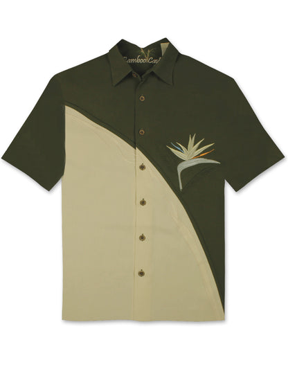 Crescent BOP  Embroidered Polynosic Camp Shirt by Bamboo Cay