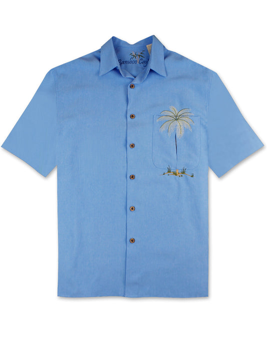 Peekaboo Palm Embroidered Camp Shirt by Bamboo Cay