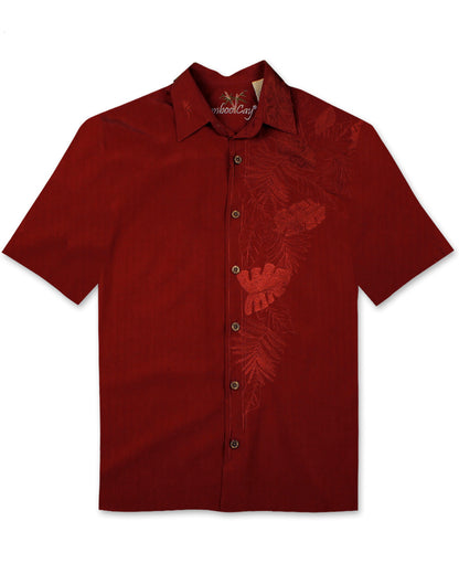 Island Leaf Nation Embroidered Polynosic Camp Shirt by Bamboo Cay