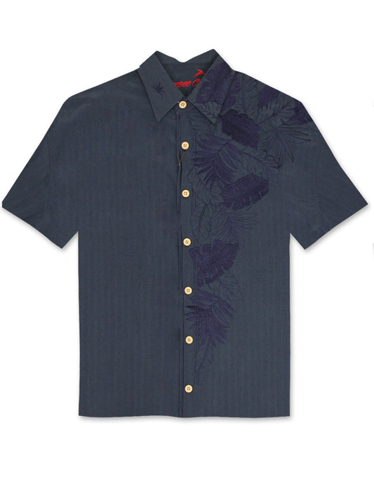 Island Leaf Nation Embroidered Polynosic Camp Shirt by Bamboo Cay