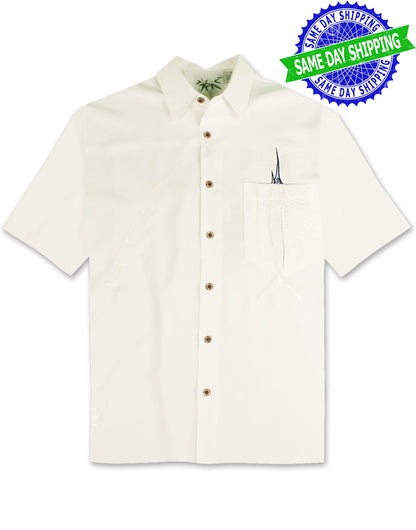 Shake the Hook Embroidered Camp Shirt by Bamboo Cay