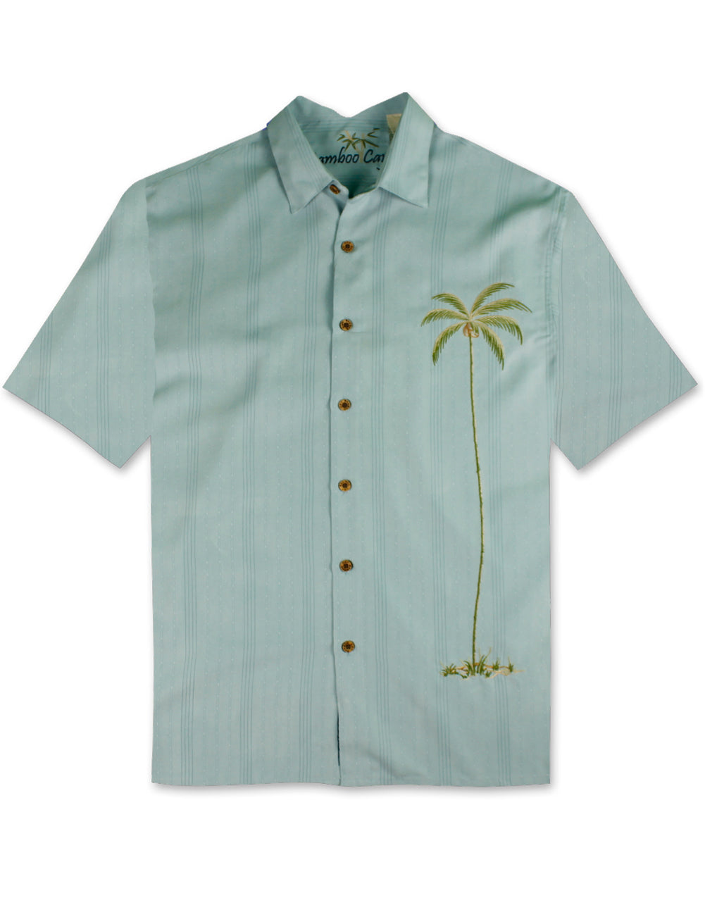 Single Palm Embroidered Polynosic Camp Shirt by Bamboo Cay