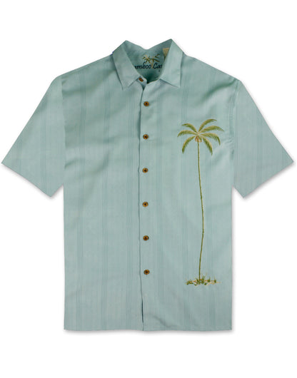 Single Palm Embroidered Polynosic Camp Shirt by Bamboo Cay