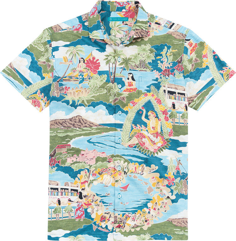 Boat Day Aloha Cotton Lawn Shirt by Tori Richard