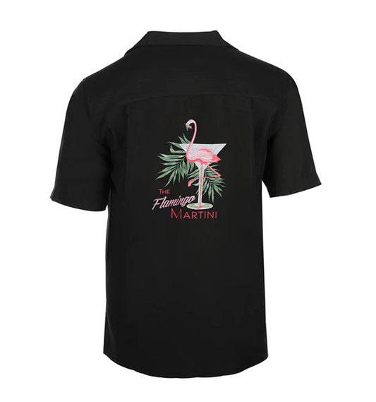 Flamingo Martini Embroidered Shirt by Weekender