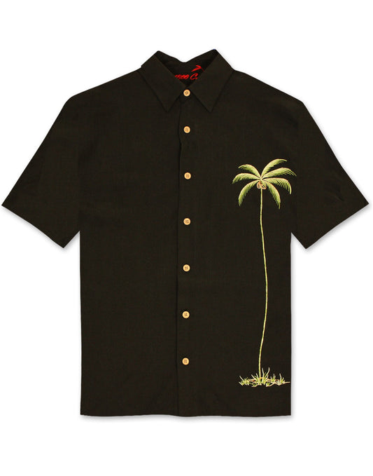 Single Palm Embroidered Polynosic Camp Shirt by Bamboo Cay