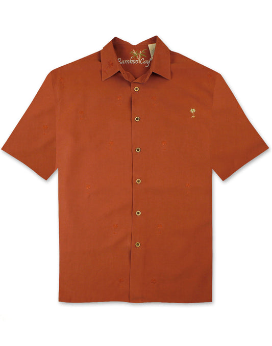 All Over Palms Embroidered Polynosic Camp Shirt by Bamboo Cay
