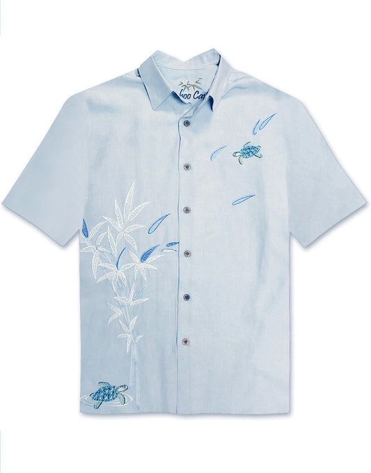 Turtles On The Loose Embroidered Camp Shirt by Bamboo Cay