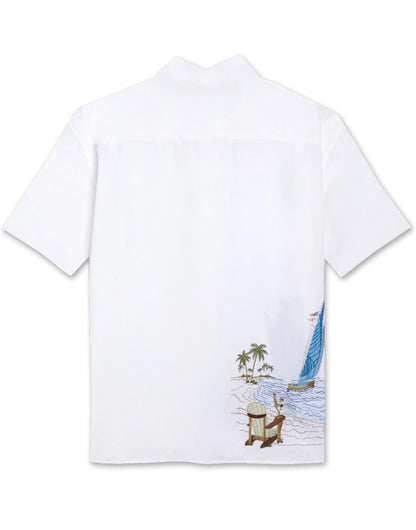 Sailing the Good Life Embroidered Polynosic Camp Shirt by Bamboo Cay