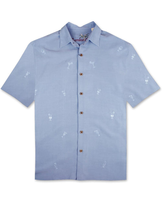 All Over Cocktail Embroidered Polynosic Camp Shirt by Bamboo Cay