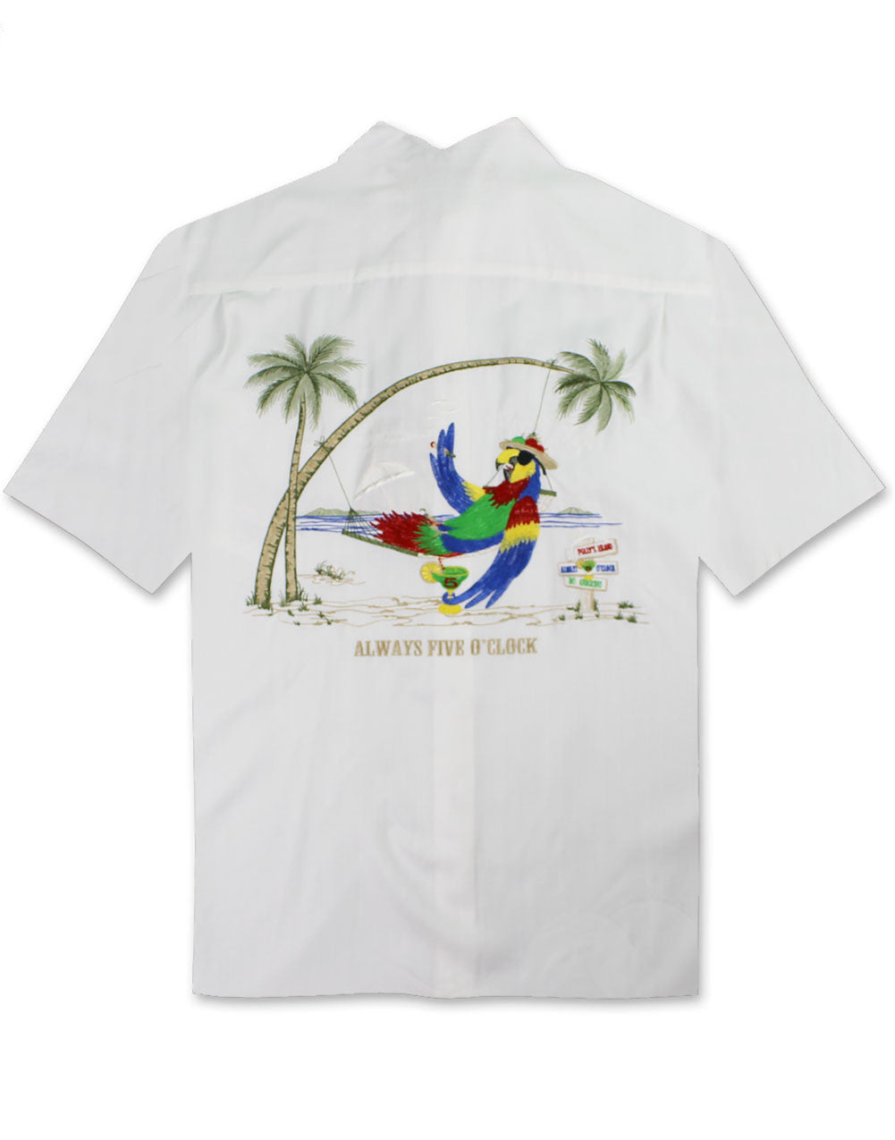 Always Five O'Clock Embroidered Camp Shirt by Bamboo Cay