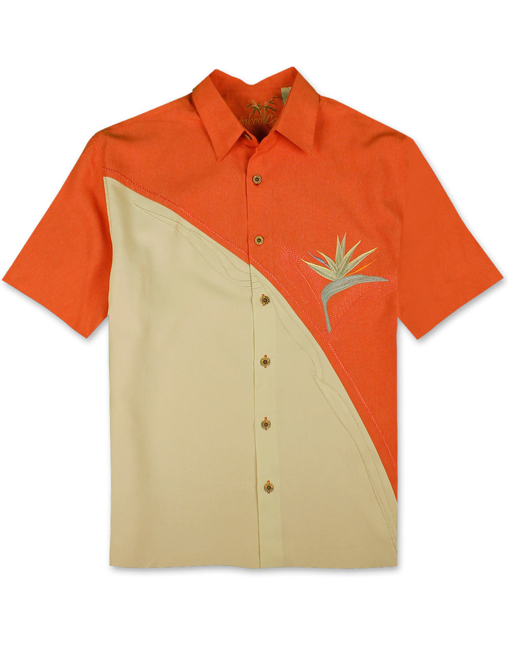 Crescent BOP  Embroidered Polynosic Camp Shirt by Bamboo Cay