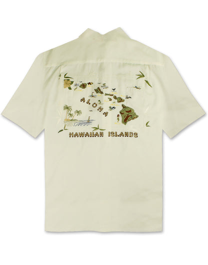 Aloha Islands Embroidered Polynosic Camp Shirt by Bamboo Cay