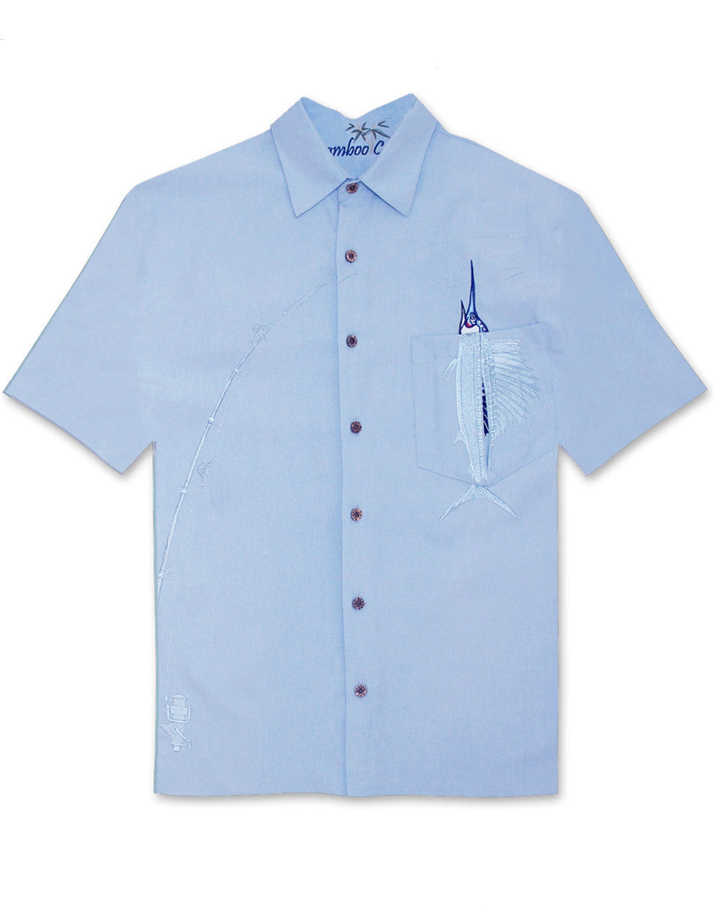 Shake the Hook Embroidered Camp Shirt by Bamboo Cay