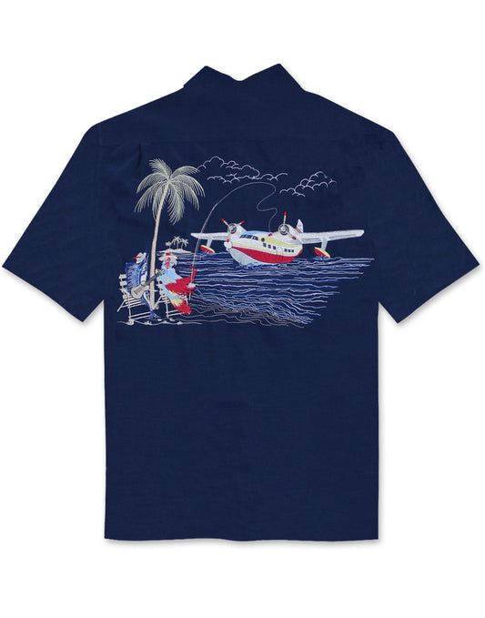 Catch of the Day Embroidered Camp Shirt by Bamboo Cay