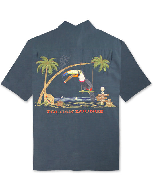 Toucan Lounge Embroidered Polynosic Camp Shirt by Bamboo Cay